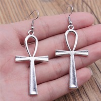 Vintage Ankh Cross Charms Boucles d'oreilles faites à la main pour femme Accessoire de mode