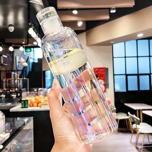 GDGLASS özel logo Drinkware kullanımlık geniş ağız cam kapaklar ile suyu için toptan cam içme suyu şişeleri