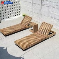 Chaise longue en teck pour hôtel villa moderne, hauteur réglable, cadre en aluminium, coussins en option - Meubles de jardin pour piscine extérieure