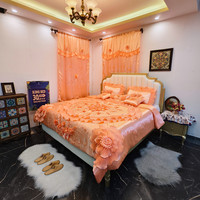 Ensemble de literie de luxe de style américain, 10 pièces, ensemble de couette de mariage, ensemble de couette de mariage taille king avec rideaux assortis