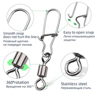 100pcs/bag Penjualan Terlaris Swivel Pancing Bearing Bola Dengan Coastlock Snap, Swivel Snap Pancing Kuat dan Tahan Lama