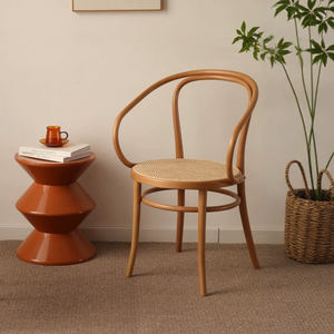 Fauteuil en rotin courbé en bois massif de style Thonet en gros avec siège en cannage pour meubles de salle à manger et de café - Product Image 2