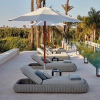 Chaise longue de piscine moderne en aluminium et corde pour hôtel, resort, plage – Mobilier d'extérieur pour villa