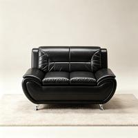 Canapé modulaire de luxe moderne carré 2 places en cuir véritable pour la maison, le bureau, l'hôtel, la villa, noir