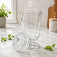 Pot décoratif en verre transparent avec couvercle gaufré, pot à pharmacie sur pied pour biscuits 770 ml