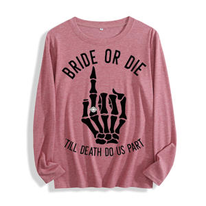 Camiseta <span class=keywords><strong>de</strong></span> manga larga <span class=keywords><strong>de</strong></span> tela suave "Bride or Die Skeleton Hand Graphic" multicolor - Product Image 4