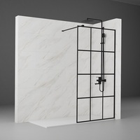 Cloison de douche étanche en aluminium réglable 890*1900mm Écran de douche en verre trempé
