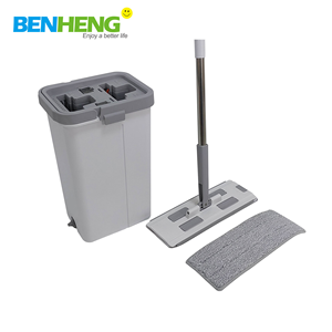 Nouvelle pince fixe mains libres double face rotative à 360 degrés raclette en caoutchouc lavable en microfibre vadrouille plate avec seau - Product Image 6