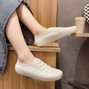 Nueva moda para mujer, zapatos informales de PVC de Color sólido para las cuatro estaciones, blancos con boca poco profunda para la lluvia de invierno - Product Image 5