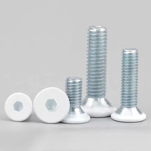Tornillos de máquina con cabeza plana zincada, lacados en blanco, tornillos para muebles con cabeza hexagonal M6 - Product Image 2