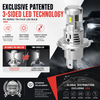 Bombilla LED para Faros Delanteros PG H4 H7 H8 Personalizada Global con Patente Exclusiva de Resplandor Trilateral y Diseño Mini para una Instalación No Destructiva