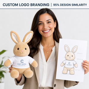 Peluche personnalisée confortable en forme de lapin pour hôtel, avec logo, tenues, cadeau d'entreprise professionnel, cadeau de Noël, animal en peluche, <span class=keywords><strong>jouet</strong></span> doux, OEM ODM - Product Image 1