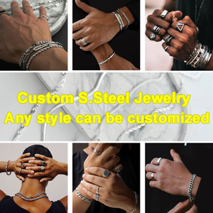 Joyería de moda Pulsera Anillo Pendiente Collar Punk Hombres Acero inoxidable OEM ODM <span class=keywords><strong>3D</strong></span> Diseño Logotipo personalizado Fabricante de joyas - Product Image 2