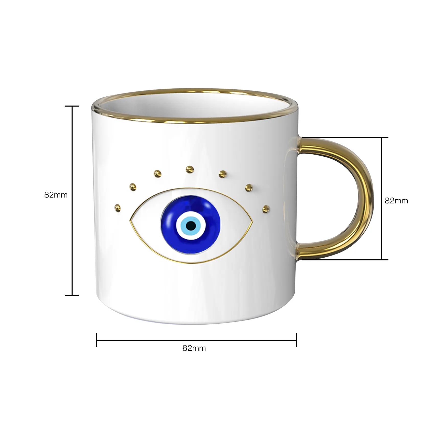 Ecofriendly Yoga Milk Tea Coffee Water Crystal Drinking Evil Eye Ceramic Cup Mug