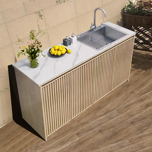 Mobile da Esterno Integrato con Lavabo e Lavello in Lastra di Roccia Interamente in Lega di Alluminio Impermeabile per Cortile - Product Image 3