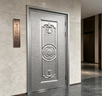 Panneau de porte métallique gaufré à motifs de luxe, vente en gros en vrac directement du fabricant, revêtement de porte d'entrée pour projets de construction résidentielle