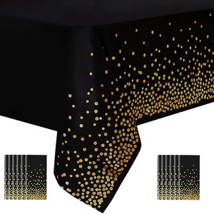 Nappe en plastique jetable à pois Couvertures de table de fête dorées pour anniversaire mariage BBQ extérieur Thanksgiving Christmas Handmade - Product Image 1