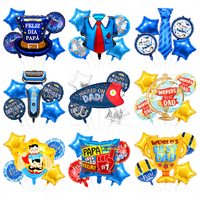 Ensemble de 5 ballons en feuille métallisée sur le thème de la fête des pères, faciles à gonfler, taille personnalisée, décoration colorée, design pour réunion de famille