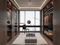 Parcos Dressing sur mesure pour toute la maison avec îlot central, rangement en MDF laqué