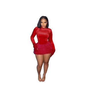 Combinaison moulante automne-hiver CN779 pour femmes européennes et américaines pour <span class=keywords><strong>Amazon</strong></span> Independent Station, sexy, décontractée, en <span class=keywords><strong>peluche</strong></span> courte, naturelle - Product Image 2