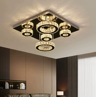 Décoration d'intérieur, luminaire de plafond fantaisie, rectangulaire, à montage en surface, lustre LED, commande par interrupteur, lampe de plafond en cristal