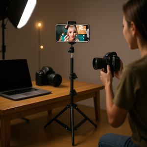 Trépied à selfie DB 100 cm en alliage extensible portable avec anneau lumineux et support pour téléphone pour la photographie et l'enregistrement vidéo - Product Image 2