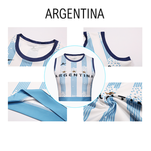 Chaleco corto sin mangas a rayas de <span class=keywords><strong>Argentina</strong></span> para <span class=keywords><strong>mujer</strong></span>, Jersey corto con cintura para niñas, ropa deportiva cómoda y de moda, camisetas - Product Image 2