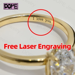Classic Moissanite Ring 925 Silver 14K <strong>Gold</strong> Plated VVS 2 <strong>Carats</strong> Solitaire Iced Out Prong Women Engagement Wedding Ring - Product Image 4