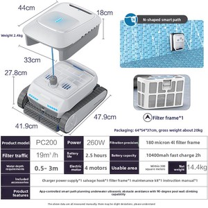 Robot Limpiafondos Automático TBPC20 para Piscinas, Inalámbrico, con Succión de Aguas Residuales, para Limpieza del Fondo de la Piscina, PP - Product Image 4