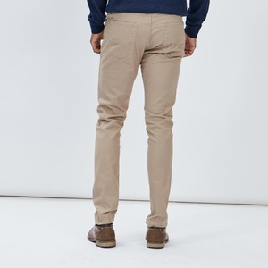 Custom Casual Men Straight Leg Canvas <b>Trousers</b> Bulk Wholesale Private Label Cotton Blend Flat <b>Side</b> Pockets Elastic Waist <b>Zip</b> - Product Image 3