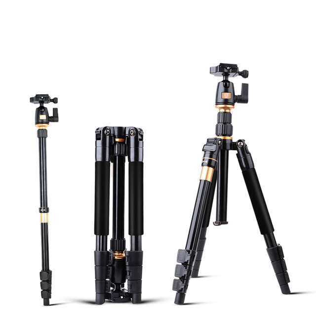 QZSD-Q555 Height 55 Inch Photographic Stand Mini Aluminum Camera Folded Tripod Mount Digital and Phone Stand Portable Tripod