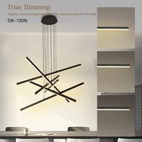 Plafonnier Led suspendu noir au design moderne et simpliste, luminaire décoratif d'intérieur, idéal pour un salon, une salle à manger ou des escaliers
