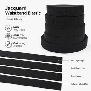 Ruban Jacquard Gaufré Effet 3D Élastique Direct Usine pour Vêtements de Sport, Ceinture Confortable Certifiée OEKO-TEX 100 - Product Image 1