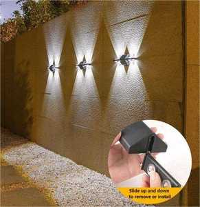 Nouvelles lampes murales solaires carrées <span class=keywords><strong>d</strong></span>'<span class=keywords><strong>extérieur</strong></span>, <span class=keywords><strong>design</strong></span> séparé, bande longue, 8 LED, polysilicium, blanc chaud, étanches IP65, dimmables, CRI 90 élevé - Product Image 6