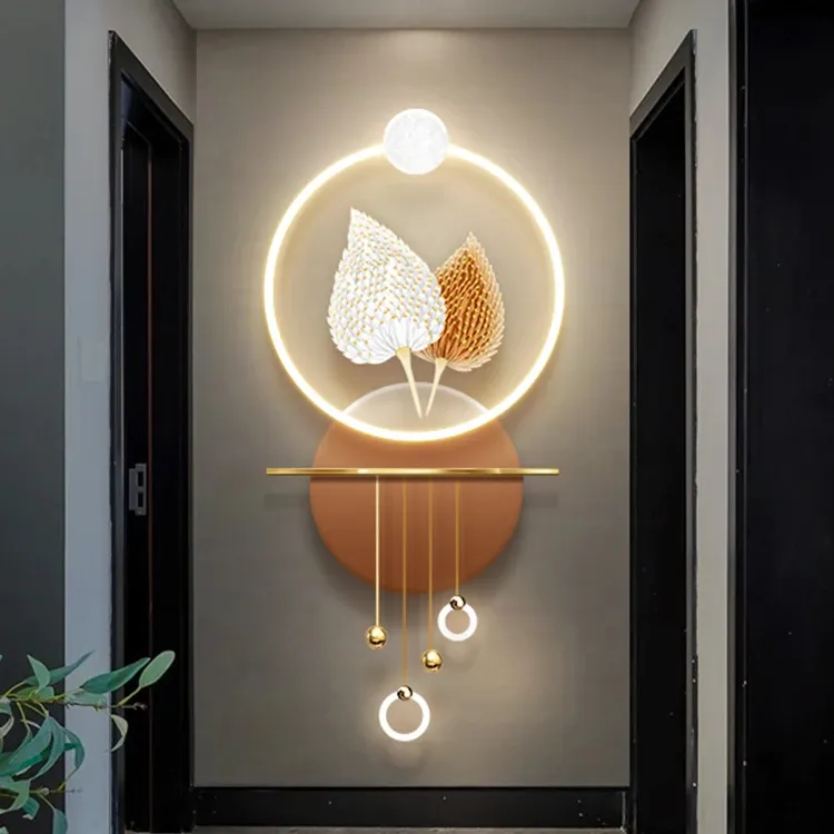 Lampade da parete in stile design a LED grandi decorazioni da appendere in metallo oro di lusso in metallo 3D per decorazioni da salotto