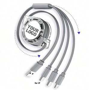 Câble USB rétractable 3-en-1 personnalisé avec logo imprimé, charge rapide, micro USB 1m, câble de charge multi-appareils pour téléphone – Vente en gros promotionnelle - Product Image 5