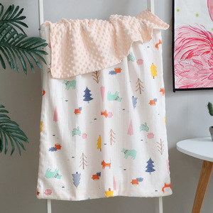 Couverture en coton biologique pour bébés et tout-petits - Jeté en mousseline à motif en polaire à pois, écologique, style européen, boîte cadeau - Product Image 4