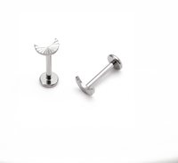 Boucles d'oreilles de piercing corporel en titane G23 plaqué or, zircon, forme de lune, motif marteau, pour mariage et fiançailles