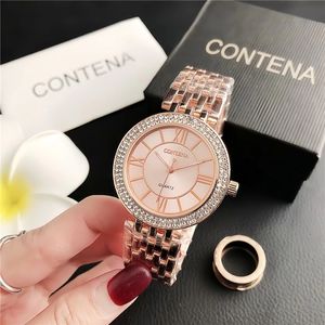 Montre à quartz de luxe pour femme avec cadran à chiffres romains orné de strass en diamant, bracelet en acier inoxydable de 38 mm, boîtier en alliage - Product Image 4