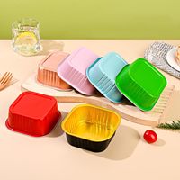 Moule à Cupcakes Barquette de Cuisson 300 ml 10 oz Carrée, Conteneurs en Feuille d'Aluminium pour Pain, Mini Moules à Pain Jetables en Aluminium avec Couvercle en Plastique