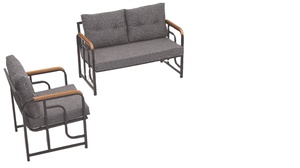 Juego de Muebles de Exterior Modernos para Balcón, 4 Piezas, Mesa de Madera con Estructura Metálica, Fabricados en Turquía - Product Image 2