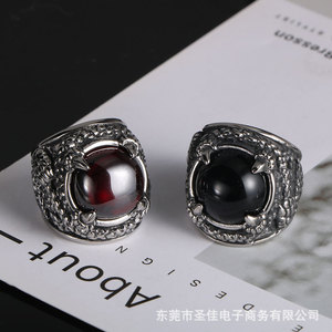 Bague griffe de dragon pour homme, sertie de zircon rouge et noir, bijoux de fête à pointes SA757 - Product Image 1
