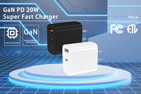 Chargeur rapide GaN 45W USB-A + Type-C double port PD3.1, matériau PC ignifuge écologique, OTP, prise US, téléphones mobiles, montres intelligentes