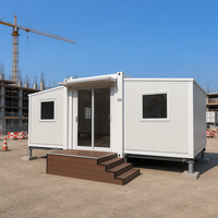 Maison modulaire en conteneur, structure en acier, extensible, pour logement temporaire et hébergement en campement, utilisation pour projets.