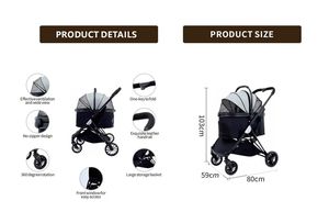 <span class=keywords><strong>Poussette</strong></span> pliable de <span class=keywords><strong>luxe</strong></span> pour animaux de compagnie avec chariot portable détachable de petite et moyenne taille pour les sorties - Product Image 6