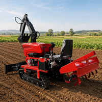 Tracteur multifonctionnel à chenilles avec rotoculteur, cultivateur agricole, accessoires de tranchage, de désherbage et de remblayage