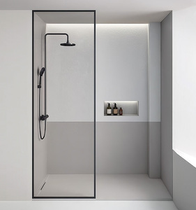 Pared divisoria de vidrio interno Perfil de aluminio Sala de estudio Divisor de <span class=keywords><strong>ducha</strong></span> Pantalla fijo de vidrio templado de 10mm Ventana interior del hogar - Product Image 6