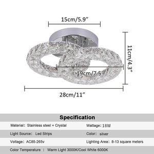 US Warehouse Modern 18W Modern Crystal Changeable 3 Color Led Ceiling <strong>Light</strong> for <strong>Bed</strong> <strong>Room</strong> Living <strong>Room</strong> - Product Image 2