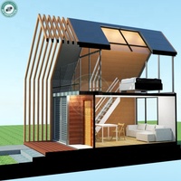 Casa Prefabricada de Aluminio con Balcón, Casa Prefabricada Tipo Loft con Techo de Cristal para Vacaciones de Luna de Miel