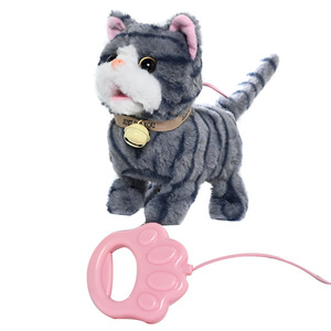 Tương tác điện mèo đồ chơi sang trọng-đi bộ nói chuyện & hát vật nuôi với dây xích thực tế Thú nhồi bông cho trẻ em trẻ mới biết đi - Product Image 1
